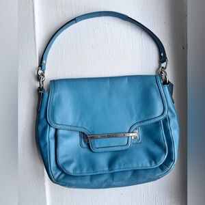 Coach Taylor Leather Flap Shoulder Bag. Teal.